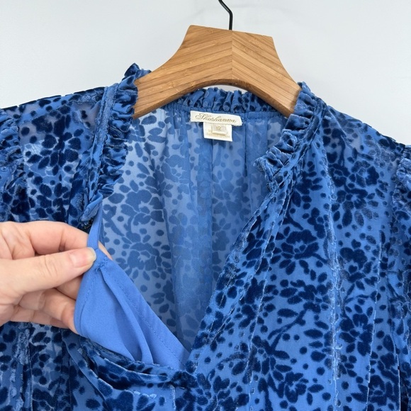 Shoshanna Sasha Mini Dress in Velvet Burnout Lapis Blue Floral Size 12 - Picture 12 of 16